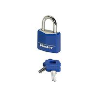 Master Lock Keyed Padlock Solid Aluminium Vinyl Coated Blue, Yellow, Red, 5.2 cm x 3 cm x 1.6 cm