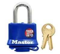 Master Lock 312EURD Laminated Padlock with Key and Thermoplastic Cover, Blue, 7,3 x 4 x 2,5 cm