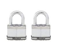 Master Lock M15XTLFCCSEN Laminated 2-1/2-Inch Wide Magnum Steel Padlock, 7/16-Inch Diameter, 1-1/2-Inch Shackle Clearance, Twin Pack, 1-1/2 Inch Shackle