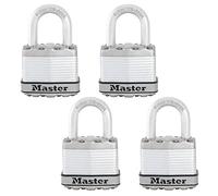 Master Lock M1XQCCSEN 1-3/4-Inch Wide Magnum Laminated Steel Padlock, 5/16-Inch Diameter, 1-Inch Shackle Clearance, 4-Pack, Silver, 4 Pack, Keyed-Alike