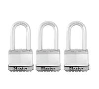 Master Lock Padlock M1XTRILHCCSEN - 1-3/4" Wide Laminated Steel, 5/16" Shackle, 3-Pack Keyed-Alike