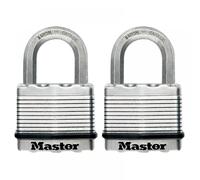 Master Lock Excell M5EURT Laminated Steel 50mm Key Padlock Twin Pack - RRP £26