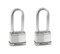 Master Lock M5XTLJ Magnum Heavy Duty Outdoor Padlock with Key 2 Pack Keyed-Alike Silver