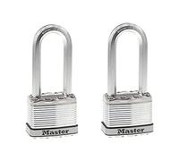 Master Lock M5XTLJ Magnum Laminated Steel Padlock, Twin Pack Keyed, Silver, 2 Pack