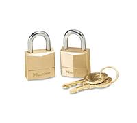 Master Lock MASTERLOCK Padlock, Solid Brass Lock, 3/4 in. Wide, 120T (Pack of 2-Keyed Alike), 2 Pack