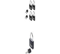 Master Lock Pack 5 Key Padlocks in Aluminium with Vinyl Cover, Black, 4 x 5.9 x 1.3 cm