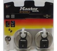 Masterlock Excell Stainless Steel Discus Padlock Pack of 2 Keyed Alike 70mm Standard