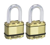 MASTER LOCK Pack of 2 Very High Security Padlocks, Security Level 9/10, Outdoor, Keyed, Laminated Steel, Weatherproof, Medium Shackle