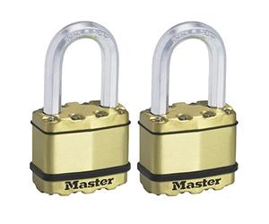 MASTER LOCK Pack of 2 Very High Security Padlocks, Security Level 9/10, Outdoor, Keyed, Laminated Steel, Weatherproof, Medium Shackle