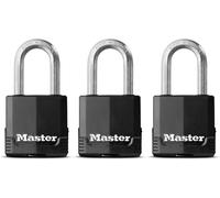 MASTER LOCK Pack of 3 Heavy Duty Padlocks, Security Level 8/10, Outdoor, Keyed,