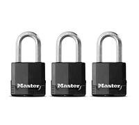 MASTER LOCK Pack of 3 Heavy Duty Padlocks, Security Level 8/10, Outdoor, Keyed,