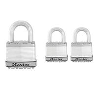 Master Lock Pack of 6 Heavy Duty Padlock with Key, Outdoor, Laminated Steel