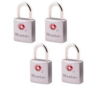 Master Lock Padlock, Keyed TSA-Accepted Luggage Lock, 7/8 in. Wide, 4683Q (Pack of 4), Brass, 4 Count (Pack of 1)