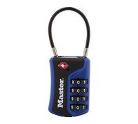 Master Lock Padlock, Set Your Own Combination TSA Accepted Cable Luggage Lock, 1-3/8 in. Wide, Assorted Colors, 4697D