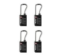 Master Lock Padlock, Set Your Own Combination TSA Accepted Luggage Lock, 1-5/16 in. Wide, Black, 4 pk, 4696EC4