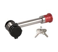 Master Lock Receiver Lock, Stainless Steel Barbell™ Receiver Lock, Fits 5/8 in. Receivers, Weather Resistant Automotive Receiver Lock, 1469DAT, Silver and Red