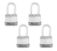 Master Lock Silver Magnum Outdoor Padlock with Key Keyed Alike Gate Locks for Outdoor Fence or Shed with Long Shackle 4 Pack M1XQLFCCSEN