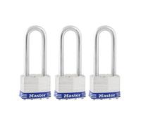 Master Lock Padlock, Laminated Steel Lock, 1-3/4 in. Wide, 1TRILJ (Pack of 3-Keyed Alike), Silver