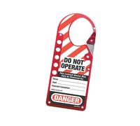 Master Lock Snap-On Hasp Lockout Labelled in Red Master Lock Red