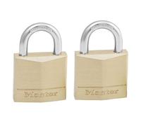 Master Lock Solid Br Padlocks Double Lever Multi Colour (30mm 4-Pin - Keyed Alike X 2)