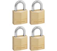 Masterlock Solid Brass Padlock Pack of 4 Keyed Alike 20mm Standard
