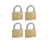 Masterlock Solid Brass Padlock Pack of 4 Keyed Alike 50mm Standard