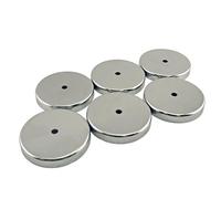 Master Magnetics Ceramic Round Base Magnet Pack - Heavy-Duty Strong Magnets - 35 lb Pull Each - for Indoor and Outdoor Use - Chrome-Plated - 2.04" Diameter - 0.197" Hole - 0.302" Thick - 6-Pack