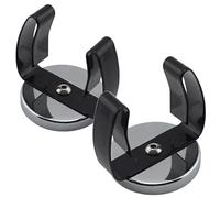 Master Magnetics Ceramic Round Base Magnets with Steel Spring Clamp - 2.04" Diameter, 2.20" Total Height, 35 Pound Pull, Silver Base, Black Clamp, 2 Pack, RB50BVCCX2