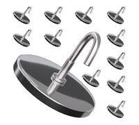 Master Magnetics MHHH20X12 Ferrite Magnet/Low Carbon Steel Magnetic Hook with Handy Hook Chrome Plate, Silver, 2.04" Diameter, 1.275" Total Height, 20 lb. (Pack of 12)