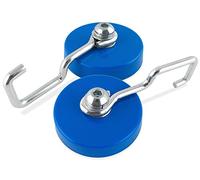 Master Magnetics MHHH25HOOKX2 Magnetic Hook with Reversible Hook, 2.25" Diameter, 1" Total Height, 25 Pounds, Blue (Pack of 2)