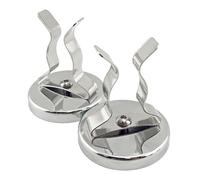 Master Magnetics RB50NPCX2 Magnetic Hook, Round Base Magnet Fastener with Steel Clip Chrome Plate, 2.04" Diameter, 2.210" Total Height, 35 Pounds, Silver (Pack of 2)
