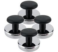 Master Magnetics Round Base Magnets with Knob - 1.43" Diameter, 0.98" Total Height with 1" Diameter Knob, 16 Pound Pull, Chrome, Pack of 4, HMKR-45X4