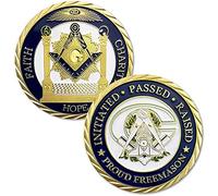 Master Mason Masonic Freemasonry Gift-Faith Hope Charity Proud Freemason Challenge Coin ( Come with Coin Display Stand Easel)