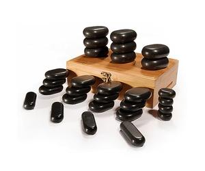 Master Massage 28 Piece Essential Hot Stone Massage Stone Set Kit Package for Professional or Home Spa Stone Therapy, Healing, Pain Relief-Basalt Rock