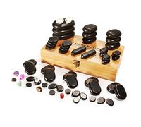 Master Massage 60-Piece Deluxe Hot Stone Set Including Basalt Volcano Rocks, Marble Cold Stones, and Chakra Balancing Tools - Ultimate All-in-One Package Kit for Hot Stone Massage Therapy