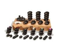Master Massage 70-Piece Deluxe Hot Stone Massage Stone Set Kit Package for a Full Body Massage with Black Lava Volcano Basalt Rock, White Marble Cool Cold Stone and Chakra.