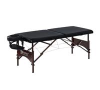 Master Massage 71 cm Argo Portable Massage Table in Black with Walnut Legs - Ideal for Spa Treatments, Tabletop Exercises, Beauty, Tattoo, and Lash Services(Black)