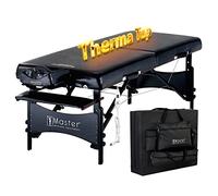 Master Massage Galaxy Portable Built-in Heating Pad Wooden Spa Massage Couch Beauty Bed Tattoo Table, Black, 71cm