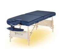Master Massage 76cm Coronado Wider Wooden Lightweight Portable Massage Couch Foldable Massage Table Spa Beauty Couch Physiotherapy Bed W/Ambient Light System, Royal Blue
