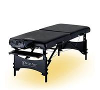 Master Massage 76cm Galaxy Wider Luxury Oil Resistant Upholstery Durable Wooden Portable Massage Couch Foldable Massage Table Spa Beauty Couch Physiotherapy Bed W/Ambient Light System, Black