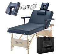 Master Massage 79cm Coronado Salon Wider Liftback 3 Section Portable Massage Table W/Bluetooth Music Face Cushion Massage Couch Foldable Beauty Bed Lash Bed Spa Couch Physiotherapy Bed, Royal Blue