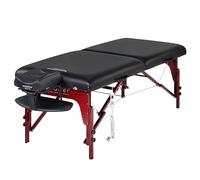 Master Massage 79cm Montclair Heating Top Portable Massage Table, Esthetician Bed- Lash Table, with Memory Foam, Reiki Panels, & Shiatsu Cables(Black top& Mahogany Leg)