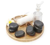 Master Massage 8-Piece Black Lava Hot Stone Massage Set - Large Oval Basalt Stones 7.6 x 5.6 x 2.5 CM - Spa, Therapy, Relaxation