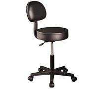 Master Massage Backrest Rolling Round Stool with backrest Swivel Rolling Height Adjustable (Black)