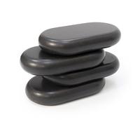 Master Massage Basalt Massage Hot Stone, 4 Pieces Natural Crescent Hot Stone Set, for Massage Spa Beauty, Master Massage Extra Large Flat Ovular Basalt Massage Stone, Black (XXL(15x 8.5X 2.7 cm))