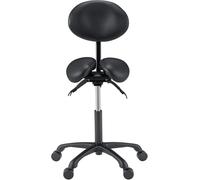 Master Massage Berkeley Split Style Saddle Stool with Backrest for Dentist, Massage Therpaist, Tatoo Artist in Black