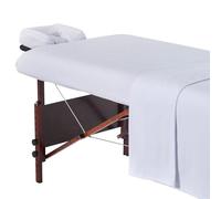 Master Massage Cotton Flannel Sheets Set - Massage Table Cover, Face Cushion Cover & Table Sheet (Pure White, 3 Pcs)
