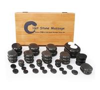Master Massage Deluxe Hot Stone Massage Stone Set Kit Package for a Full Body Massage with Black Lava Volcano Basalt Rock, White Marble Cool Cold Stone-50 PCS