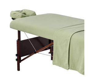 Master Massage Deluxe Massage Table Cover Flannel Sheet Set, Lily Green, 3-Piece