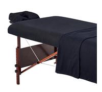 Master Massage Flannel Set of 3 Covers, Fitted Sheet, Pillow Case for Massage Table, Salon, Cotton, Black